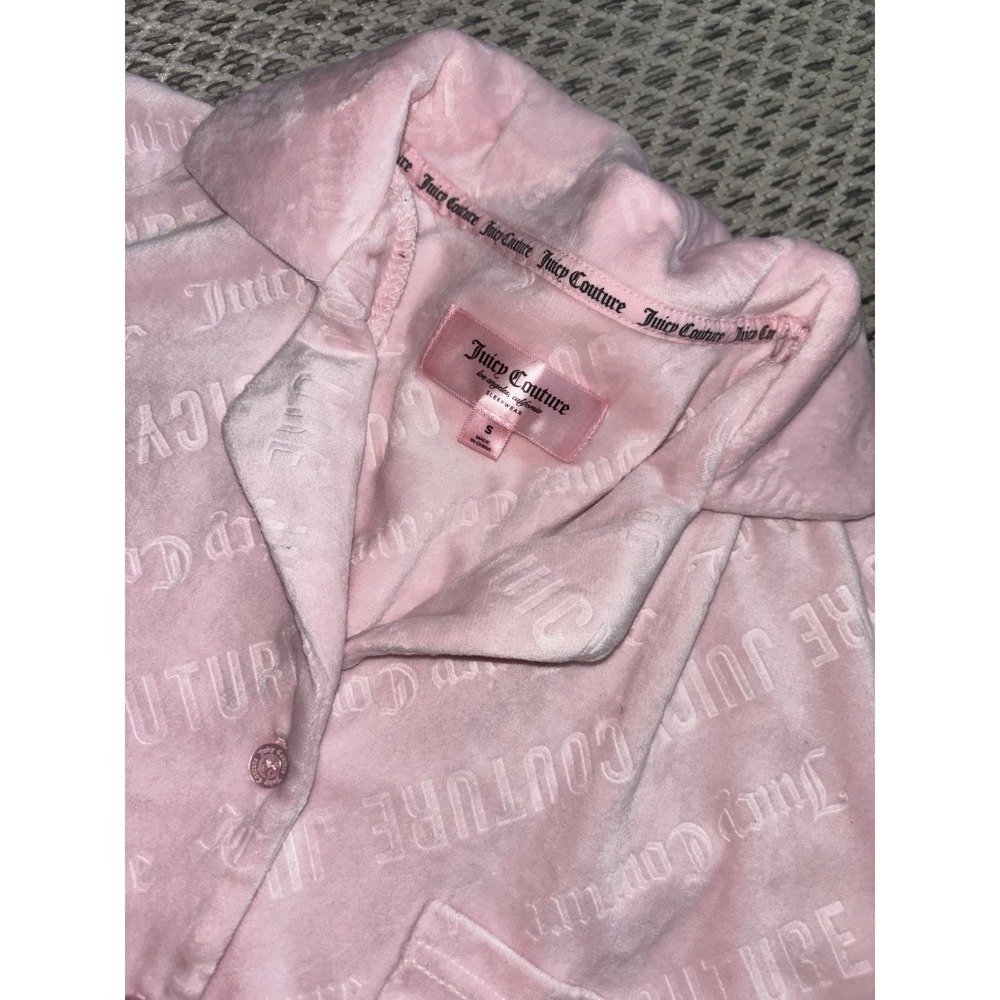 Juicy Couture Sleepwear Set Small Pink on Pink Embossed Monogram Top & Pants - Picture 3 of 10